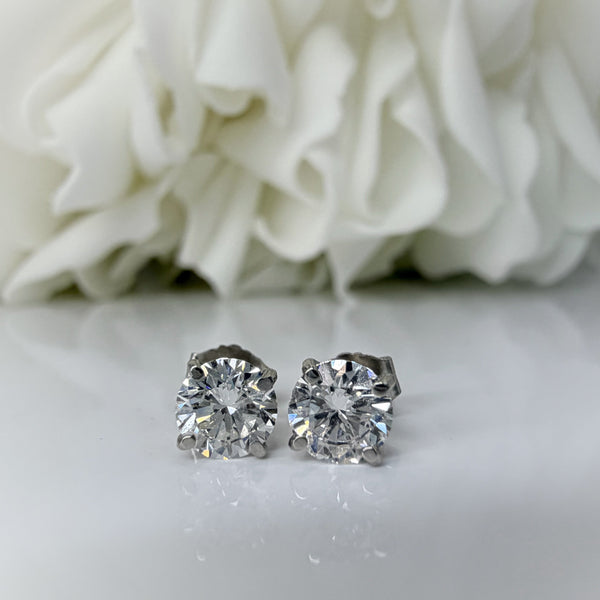 1.06 Total Carat Weight Round Brilliant Cut Lab Grown Diamond Stud Earrings | Platinum