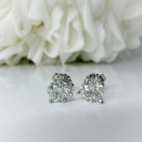 1.00 Carat Natural Diamond Studs | 14K White Gold