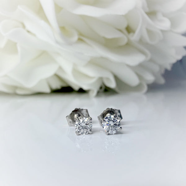 0.37 Total Carat Weight Round Brilliant Cut Lab Grown Diamond Stud Earrings | Platinum
