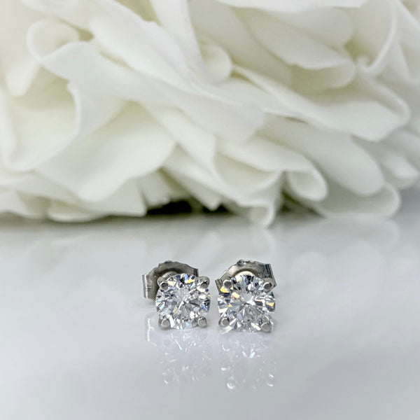 0.75 Total Carat Weight Round Brilliant Cut Lab Grown Diamond Stud Earrings | Platinum