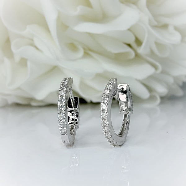 0.25 Total Carat Weight Lab Grown Diamond Hinged Huggie Hoops | 10K White Gold