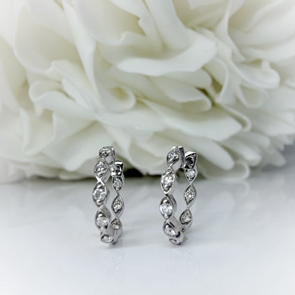 0.25 Total Carat Weight Lab Grown Diamond Huggie Hoops | 10K White Gold