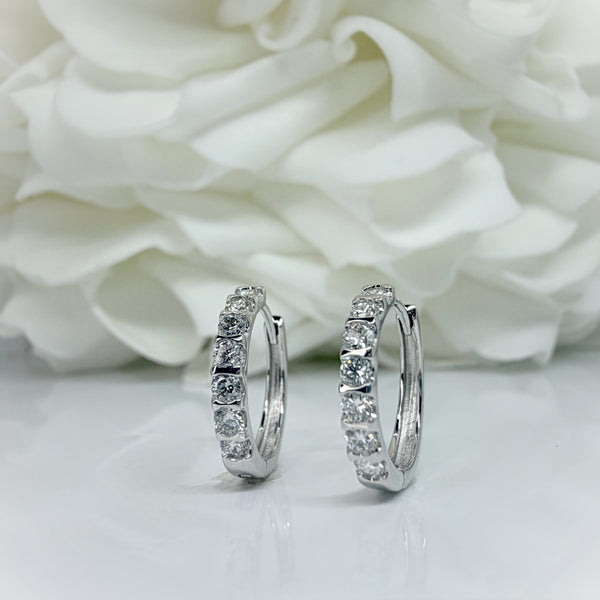 0.50 Total Carat Weight Lab Grown Diamond Huggie Hoops | 10K White Gold