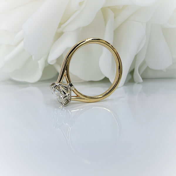 2.04 Carat Marquise Cut Lab Grown Diamond Solitaire Engagement Ring | 14K Yellow & White Gold