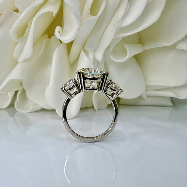 7.11CTW Lab Grown Three Stone Engagement Ring|14K White