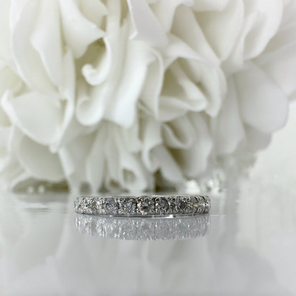 0.60 Total Carat Weight French Set Natural Diamond Band | 14K White Gold