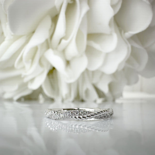 Braided Diamond Wedding Band | 14K White Gold