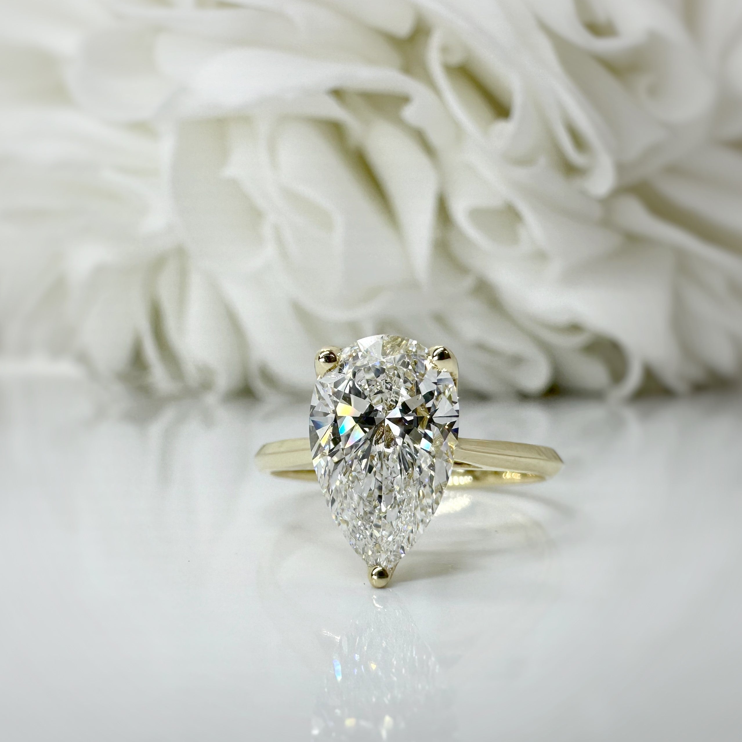 2.00 Carat Pear Cut Lab Grown Diamond Solitaire Engagement Ring | 10k Yellow Gold