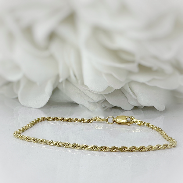 Solid Rope Chain Bracelet | 10K Yellow Gold