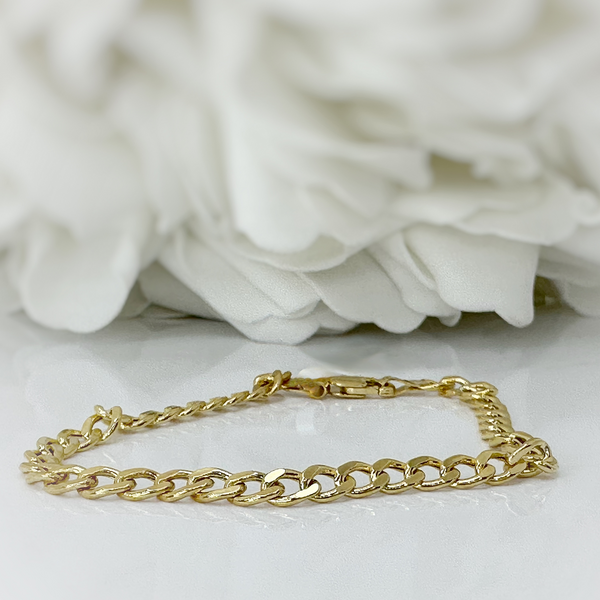 Hollow Curb Chain Bracelet | 10K Yellow Gold