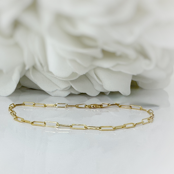 Light Weight Paperclip Bracelet | 10K Yellow Gold