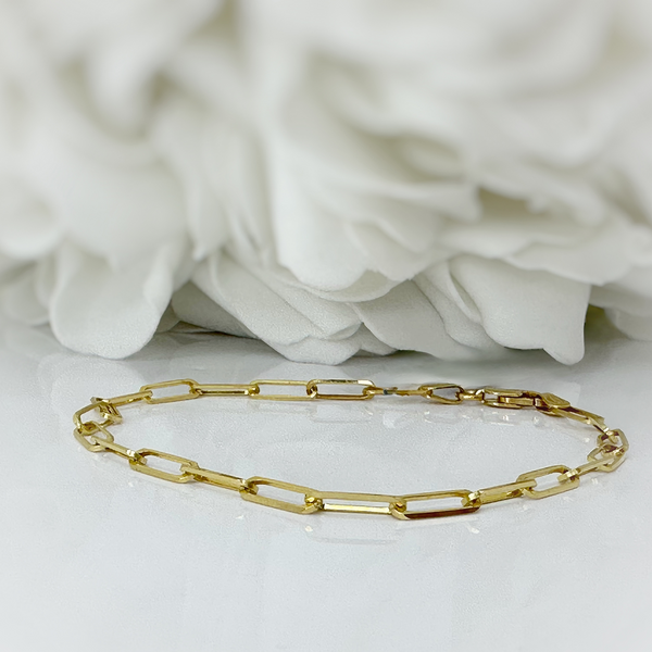 Paperclip Link Bracelet | 14K Yellow Gold