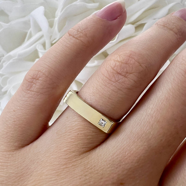 Custom Hand Made Square Band | 10K Yellow Gold