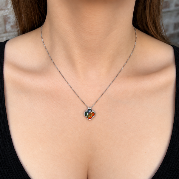 Korite Clover Collection Ammolite Pendant | Sterling Silver