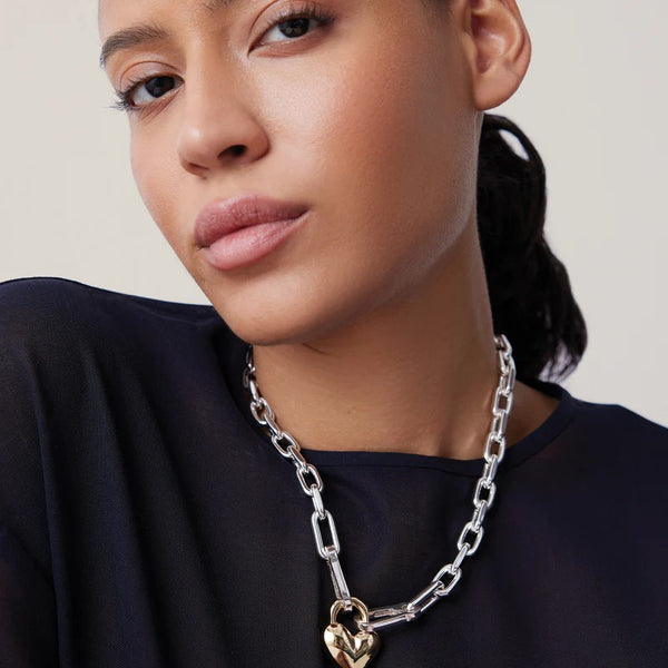 Jenny Bird Padlock Heart Necklace | Two Tone