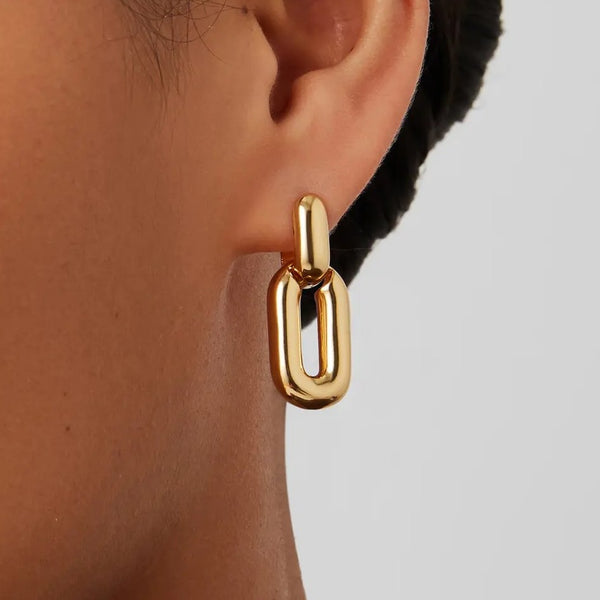 Jenny Bird Puffy Detachable Link Earrings | Gold Plated