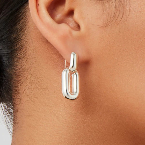 Jenny Bird Puffy Detachable Link Earrings | Silver Plated