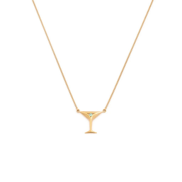 Leah Alexandra Martini Pendant with Emerald | Gold Plated