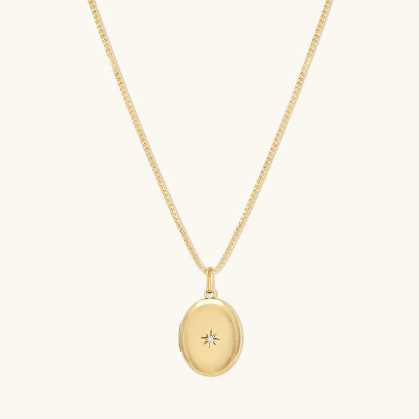 Leah Alexandra Oval Diamond Locket | Gold Filled