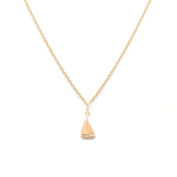 Leah Alexandra Sailboat Necklace CZ | Gold Vermeil