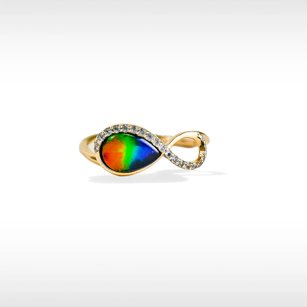 Korite Infinity Collection Ammolite Ring | 14k Yellow Gold