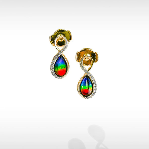 Korite Infinity Collection Ammolite Earrings | 14K Yellow Gold