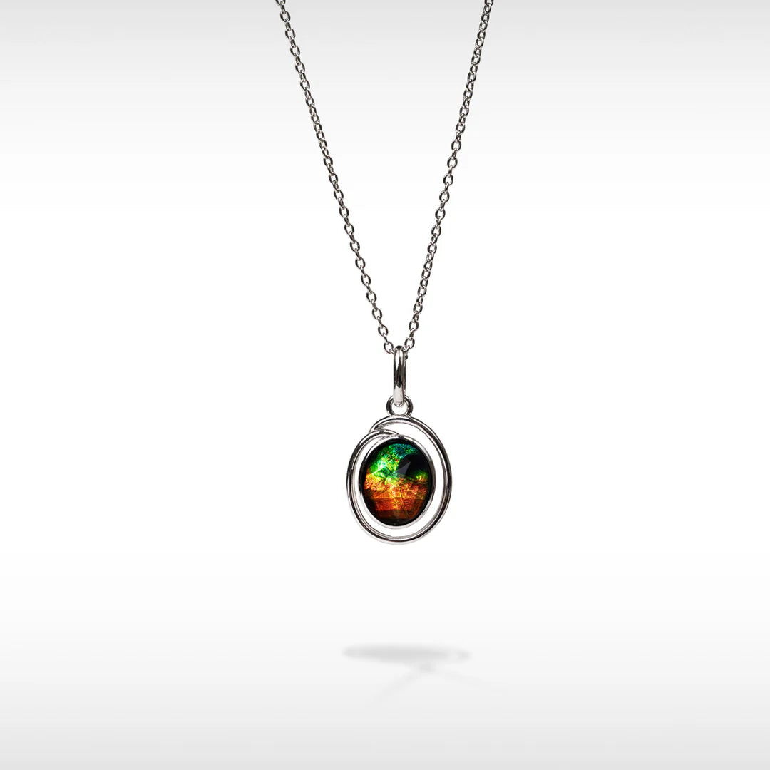 Korite Essentials Collection Oval Ammolite Pendant | Sterling Silver
