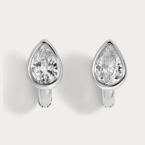Lili Claspe Rhea Pear Huggies | Silver Plated