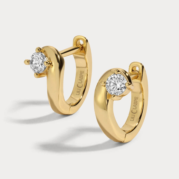 Lili Claspe Suede Curve Huggies | Gold Plated