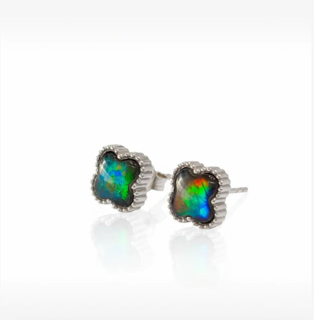 Korite Clover Collection Ammolite Earrings | Sterling Silver