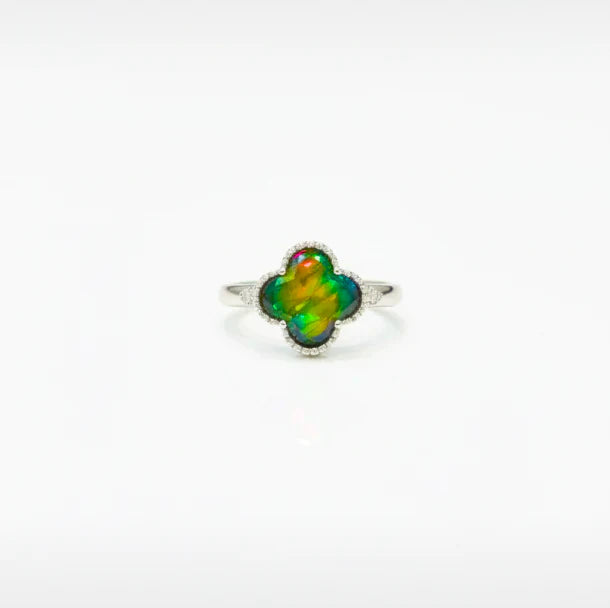 Korite Clover Collection Ammolite Ring | Sterling Silver