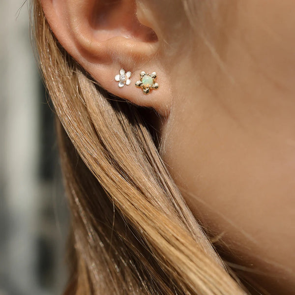 Leah Alexandra Daisy Opal Studs | Gold Plated