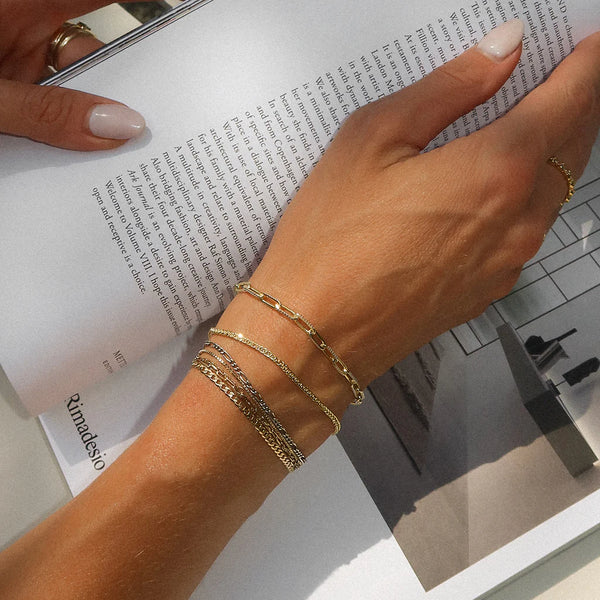 Leah Alexandra Diamond Cut Paperclip Bracelet | Gold Plated