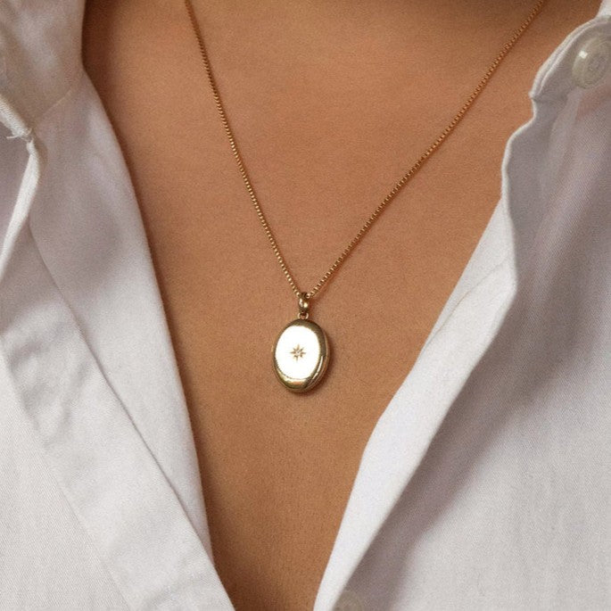 Leah Alexandra Oval Diamond Locket | Gold Filled