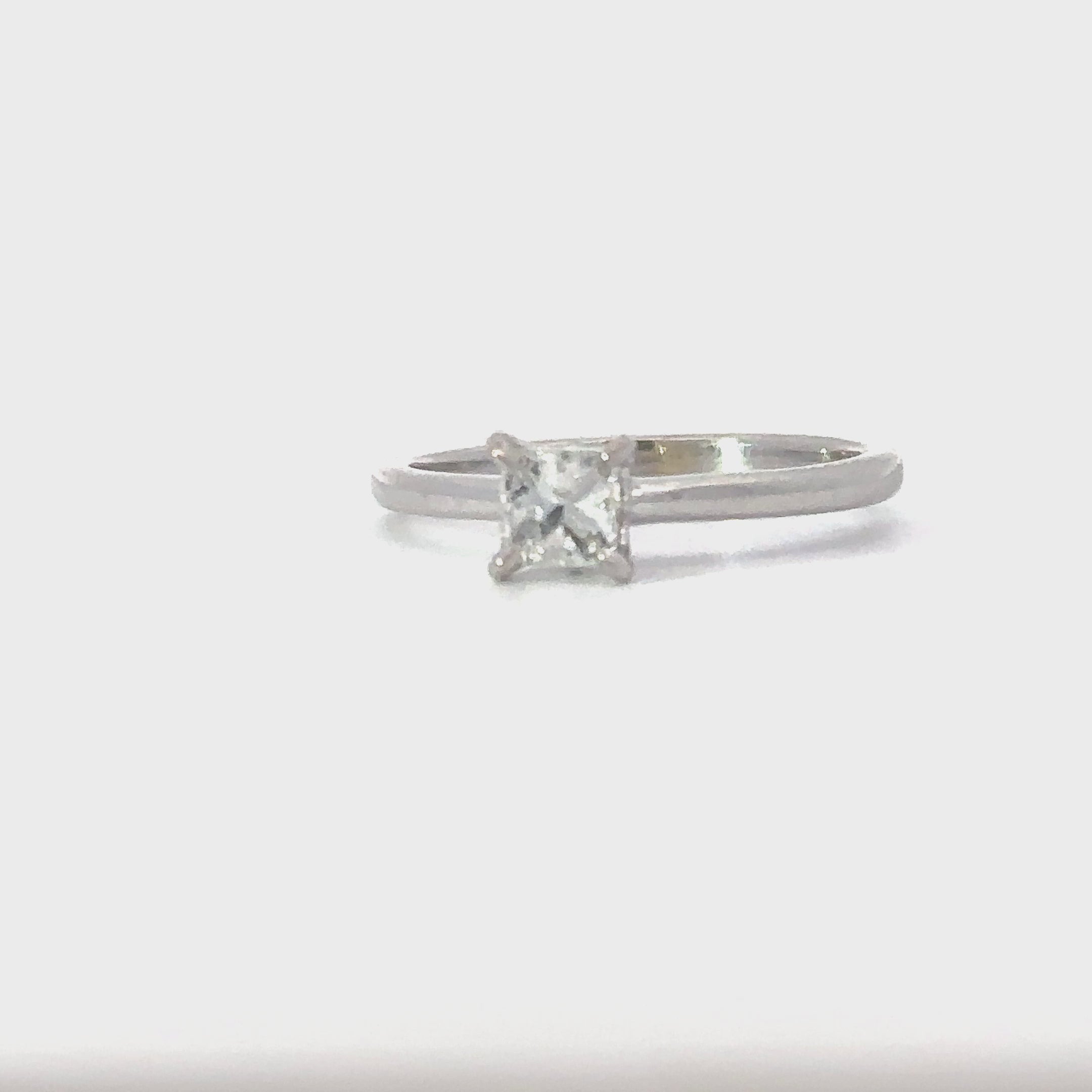 14k white gold natural princess cut engagement ring