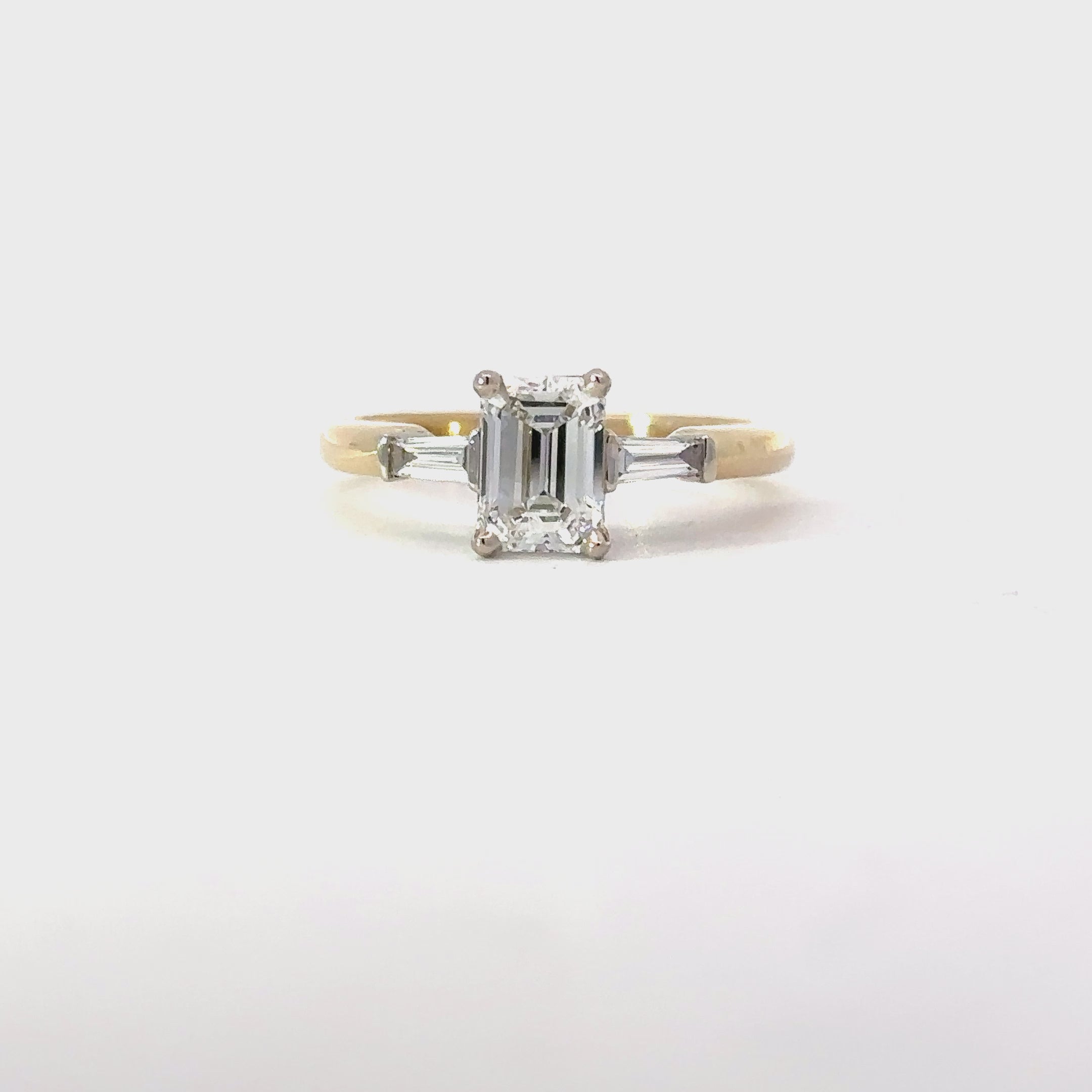 3 stone Lab Grown Diamond Engagement Ring in 14K Y/W