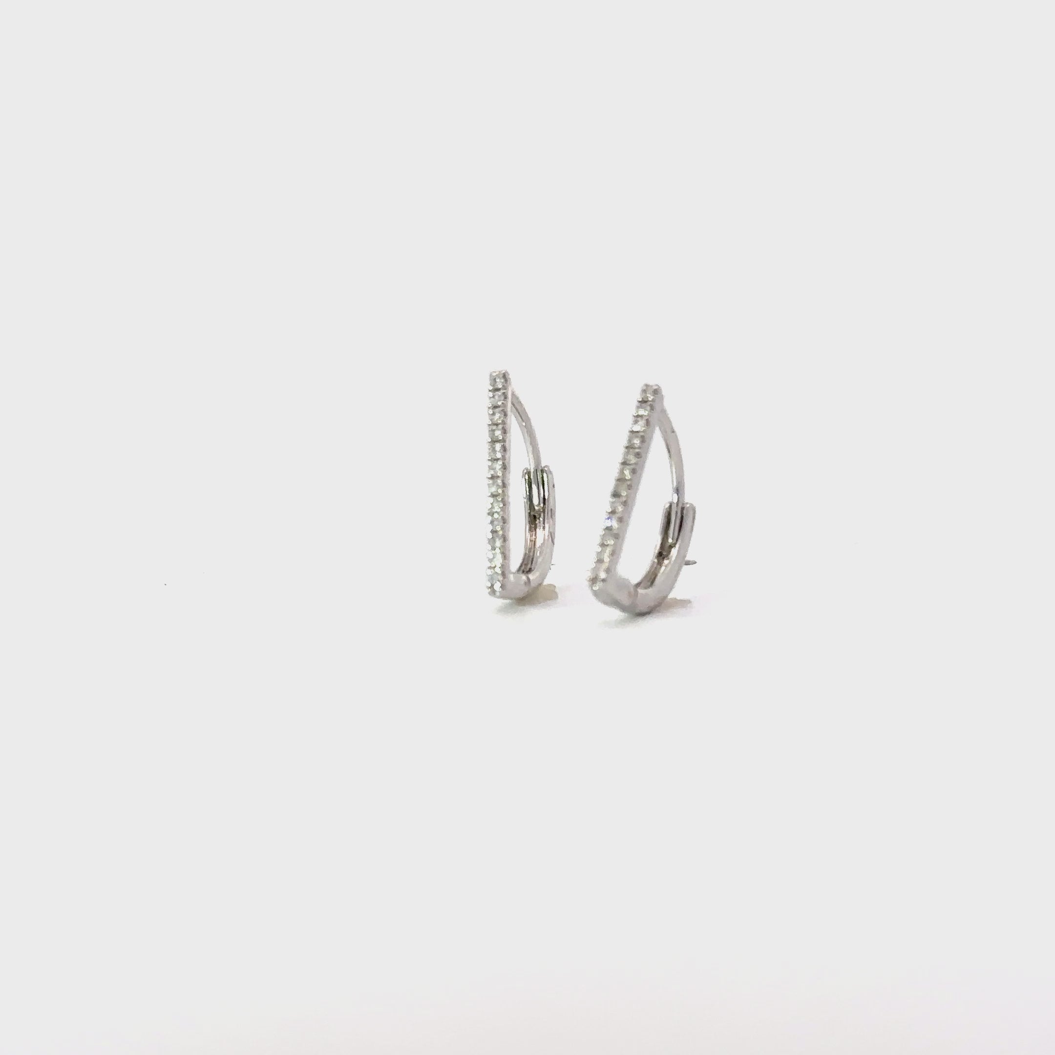 14k white gold natural diamond bar huggie earrings