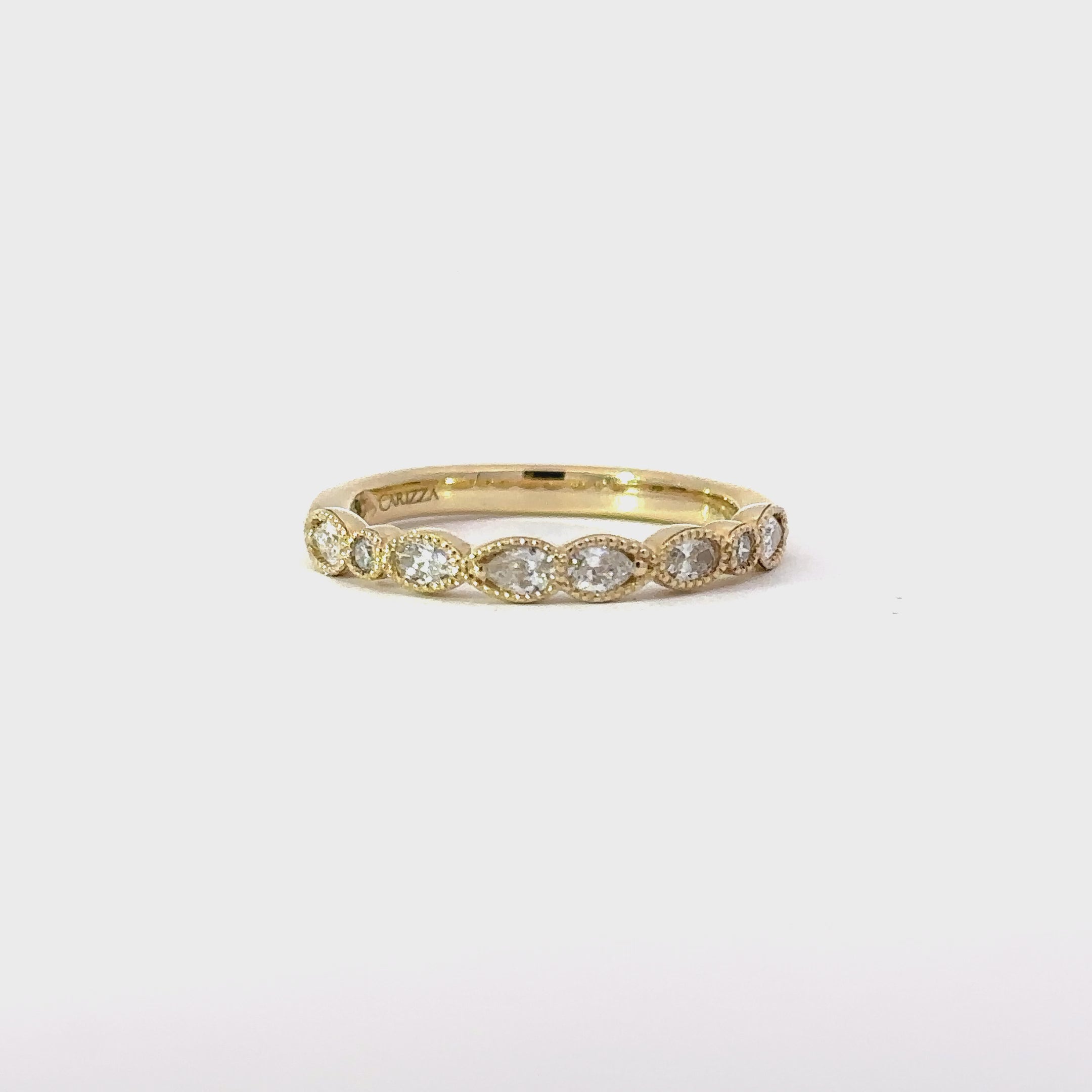 10k yellow gold pear and oval lab grown diamond band