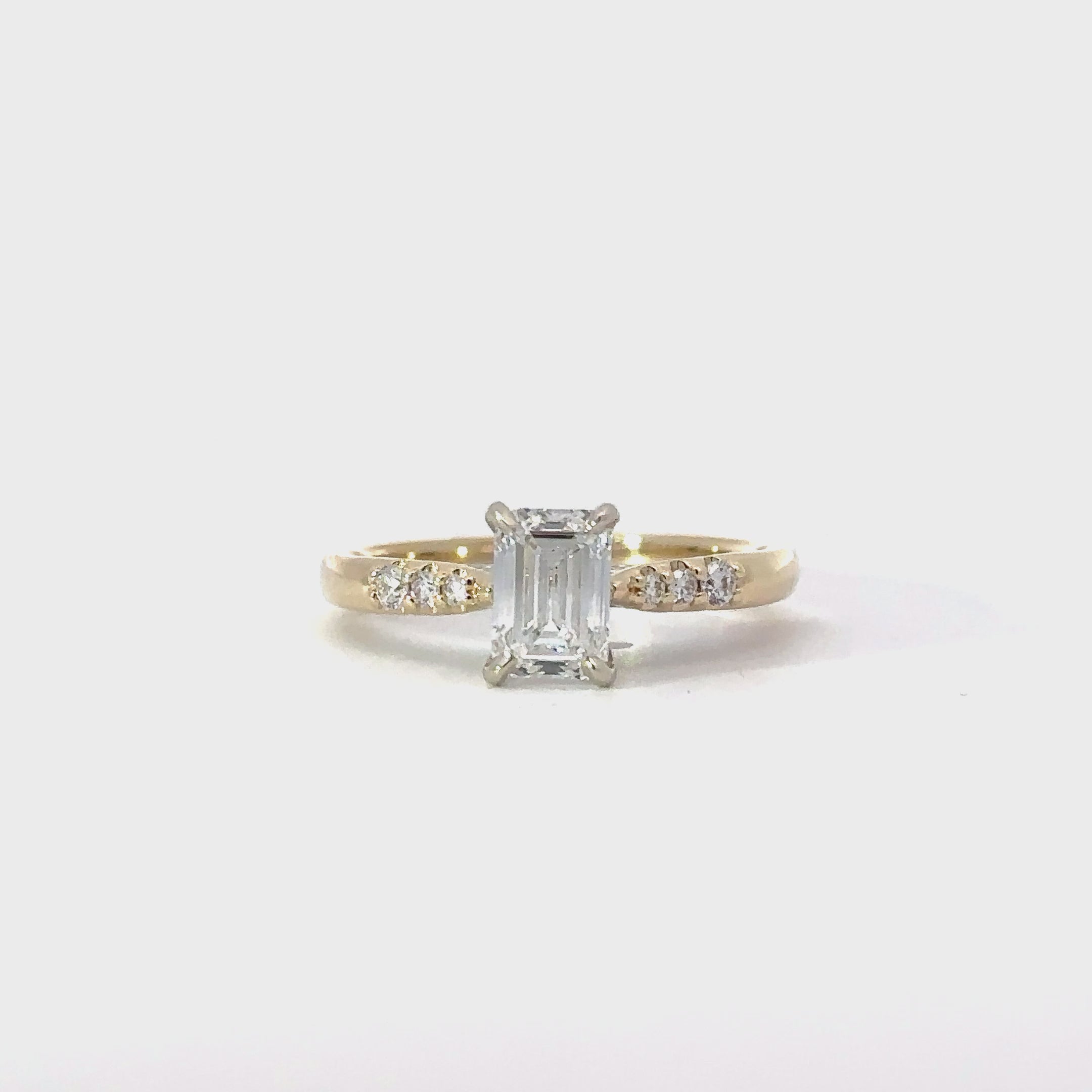 14k 2 tone Emerald cut Diamond Engagement Ring - Lab Grown
