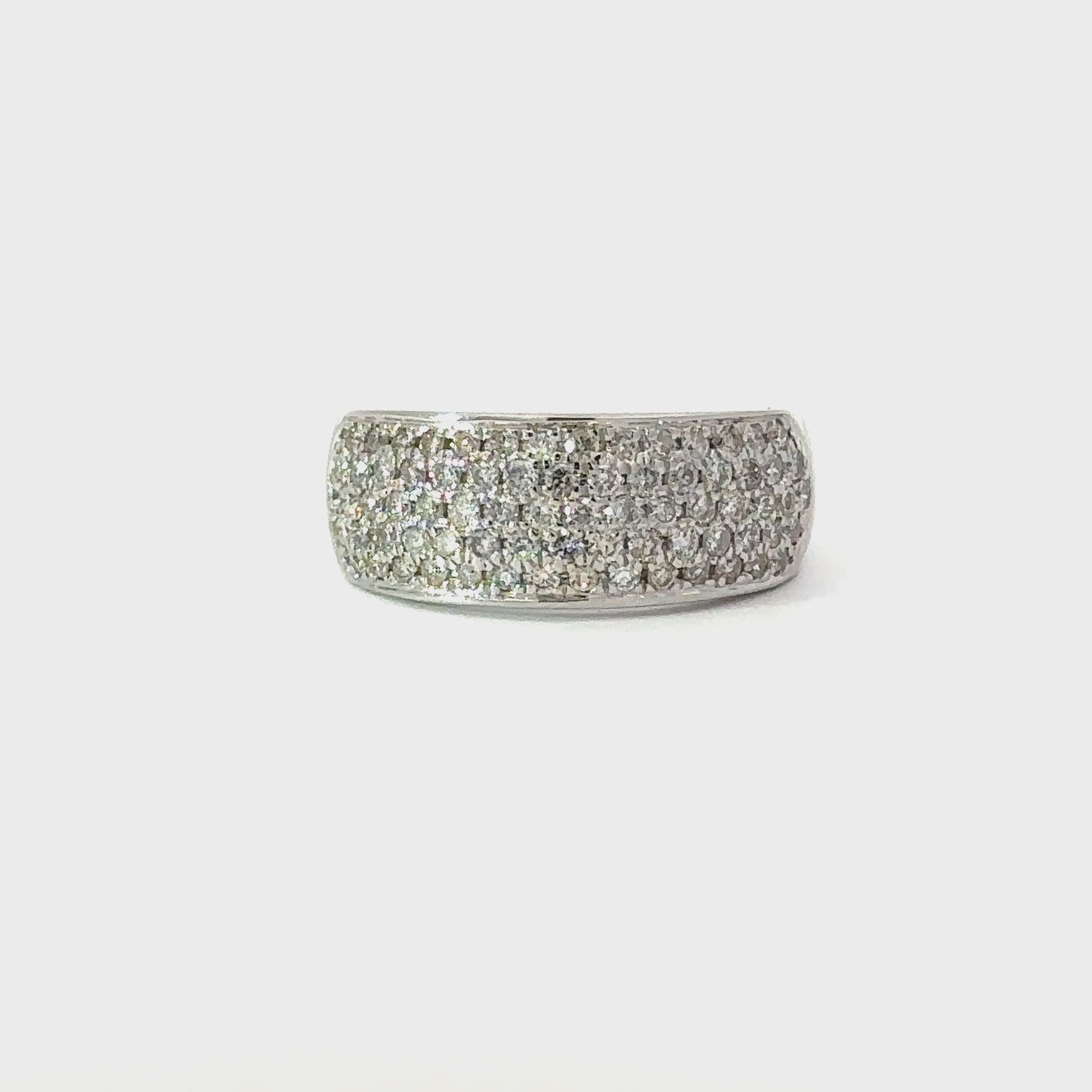 10k White gold pave natural diamond band -1.00CTW