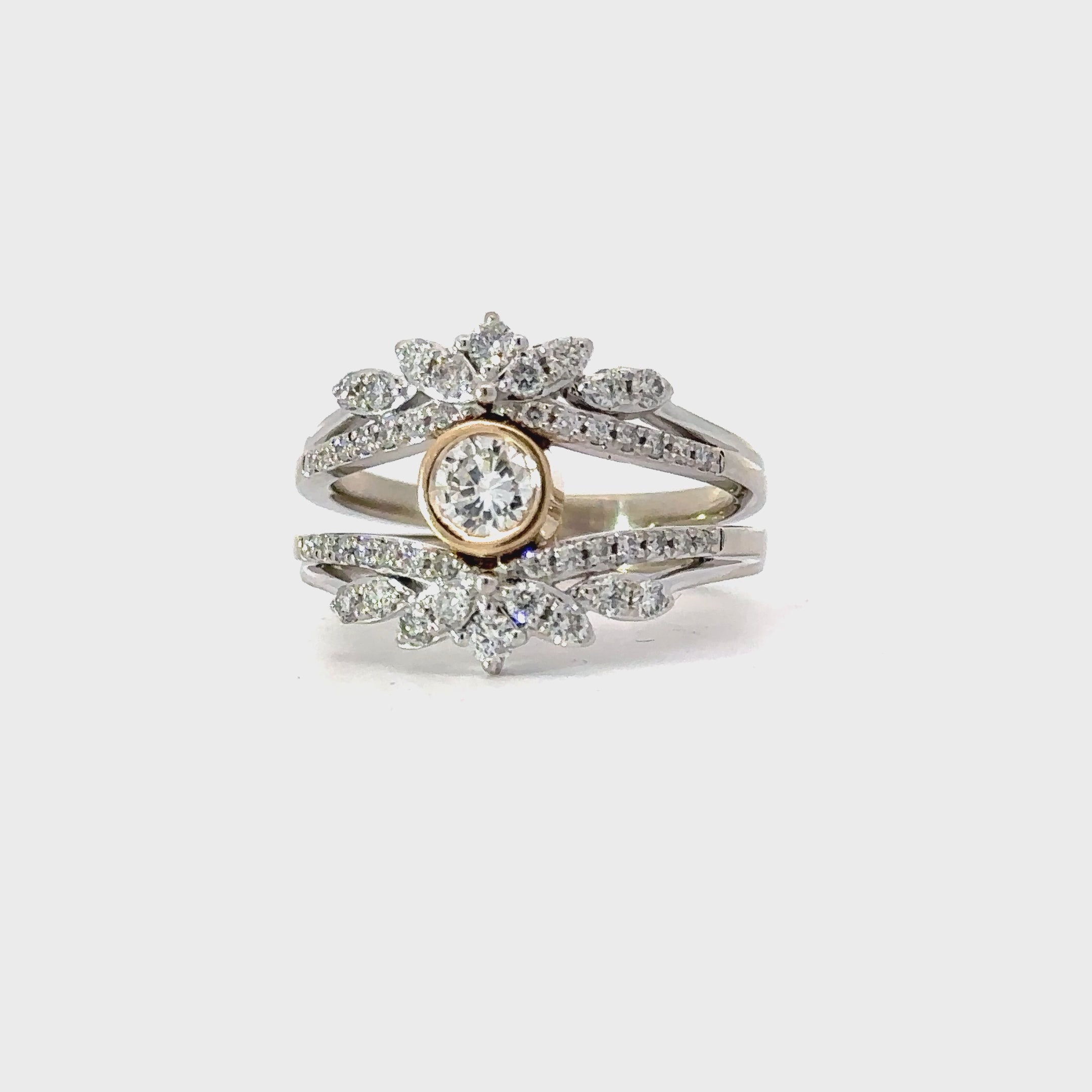 Vintage 10kw and 14k yellow gold diamond ring