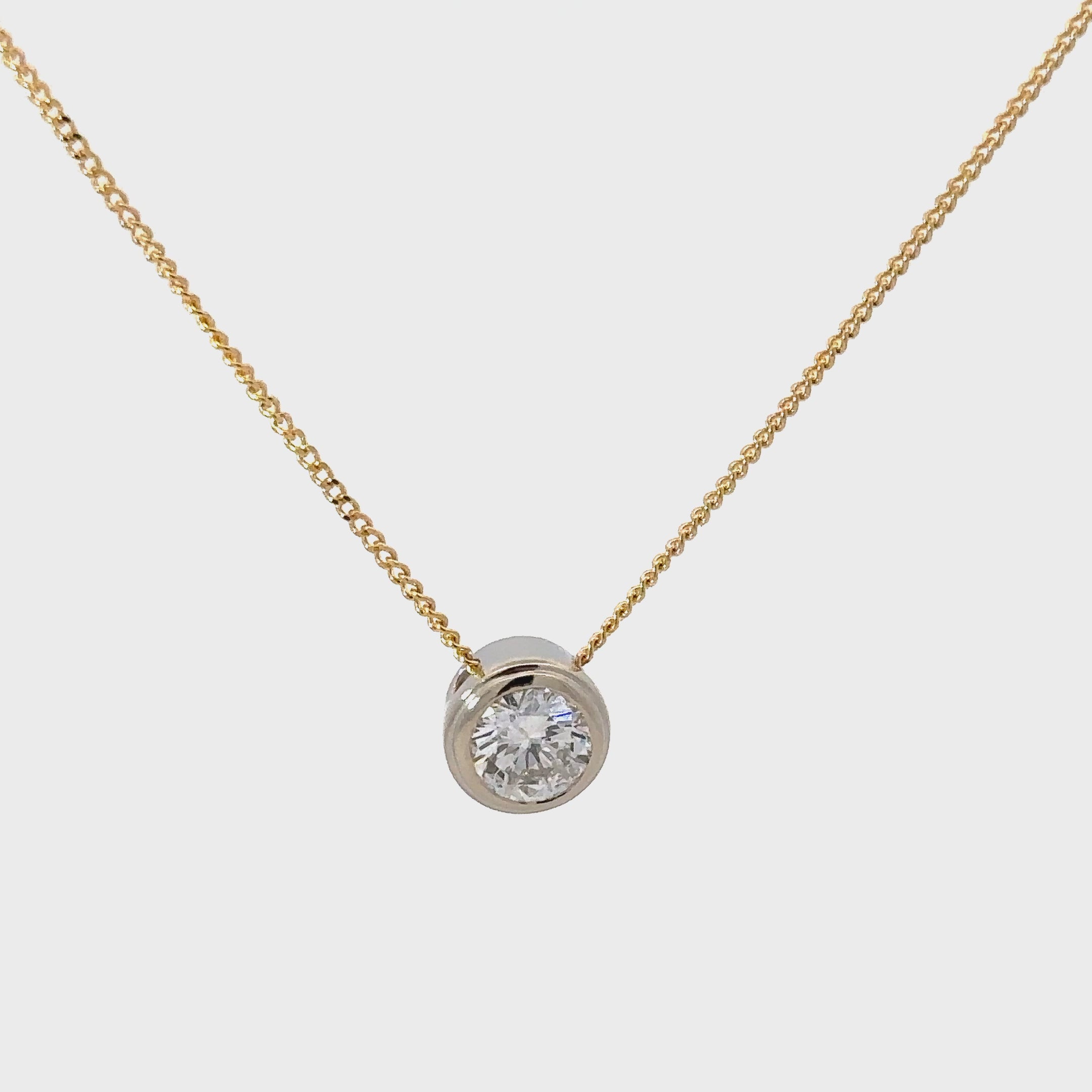 Bezel set natural diamond necklace-10k