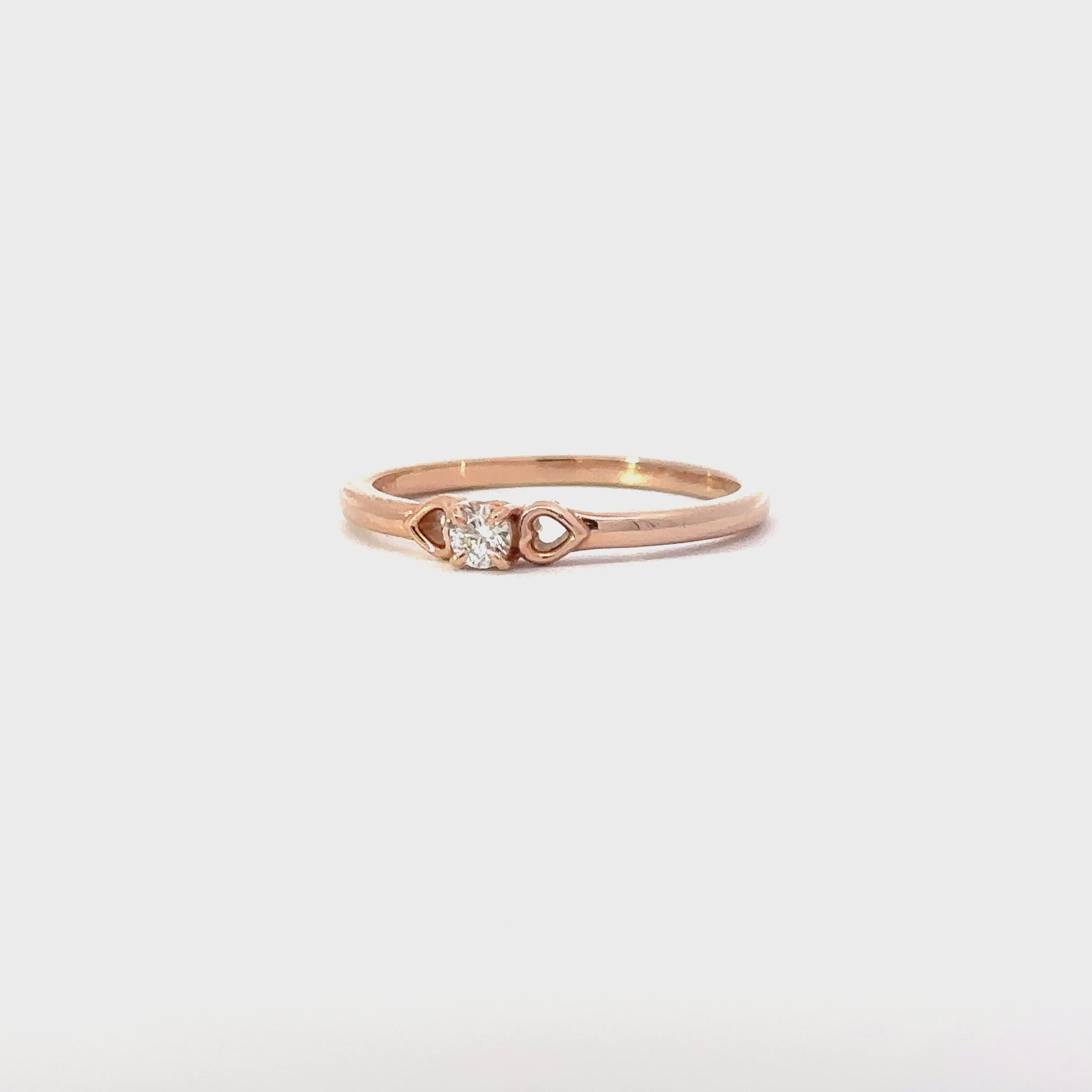 14k rose gold heart accent lab grown diamond ring
