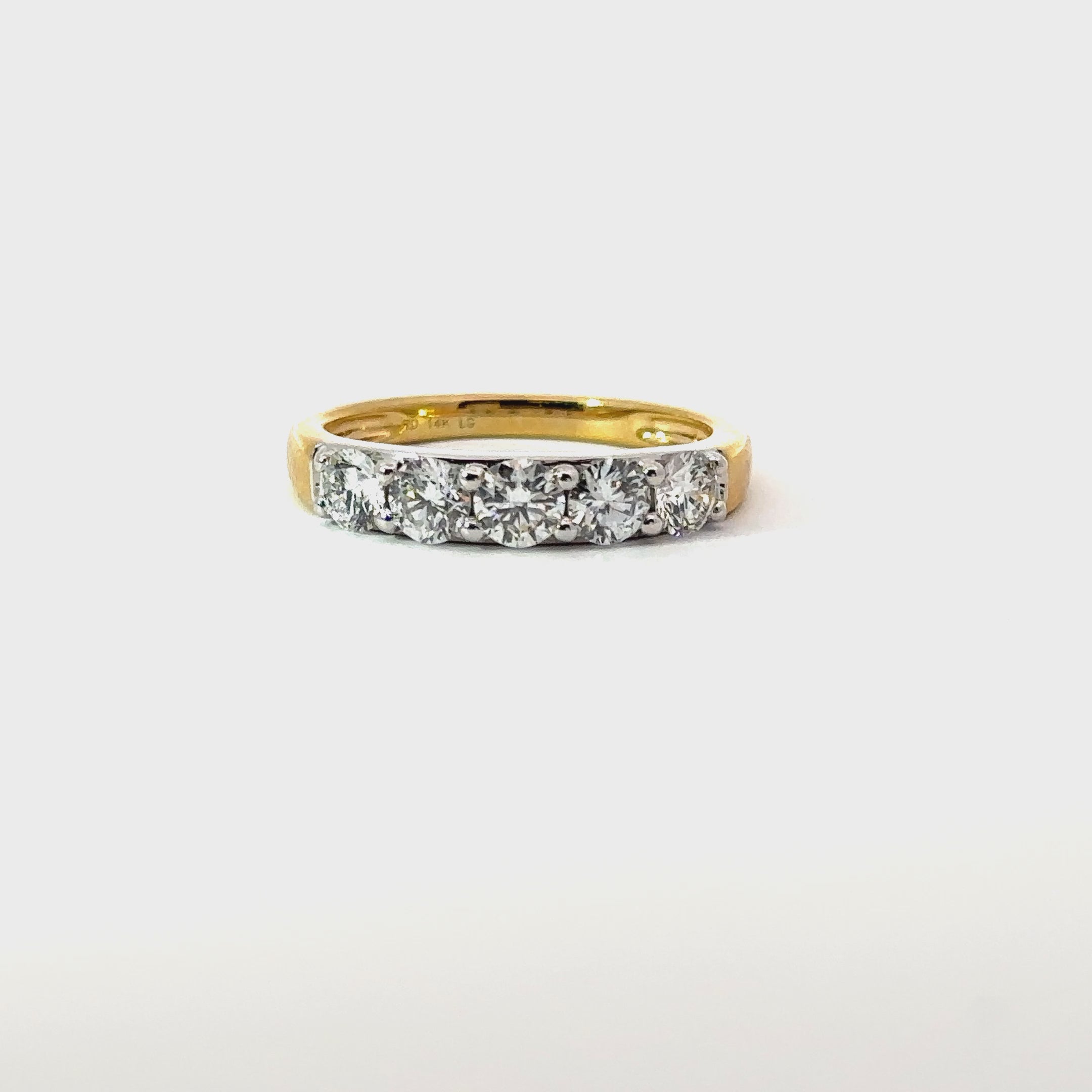 14k yellow gold 5 stone lab grown diamond band