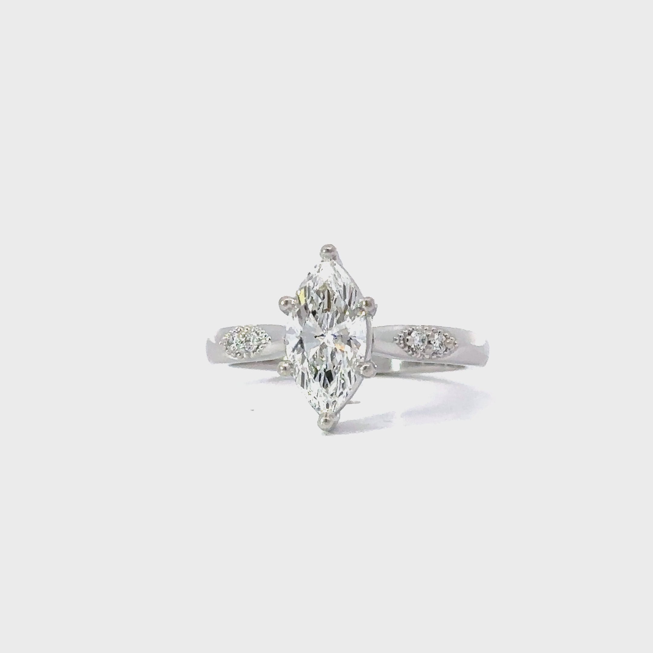 14kw lab grown marquis diamond engagement ring
