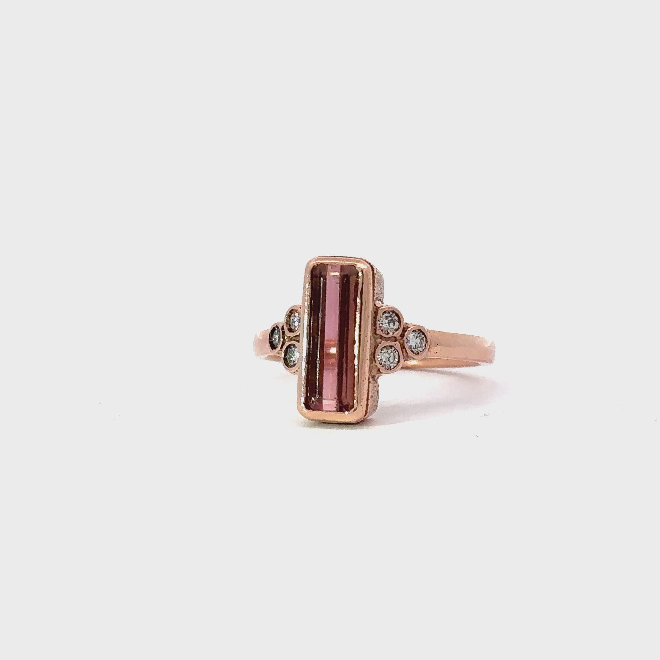 Custom 10k rose gold pink tourmaline ring