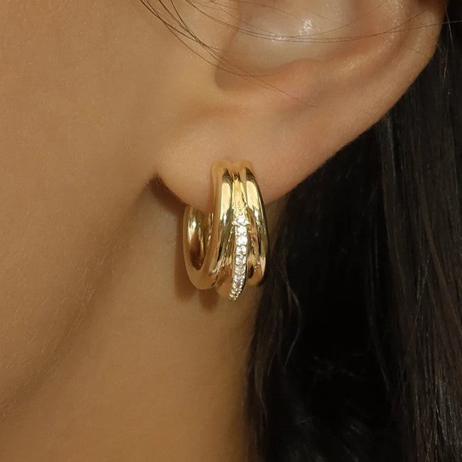 Leah Alexandra Triplette Pavé Hoops | Gold Vermeil