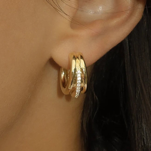 Leah Alexandra Triplette Pavé Hoops | Gold Vermeil