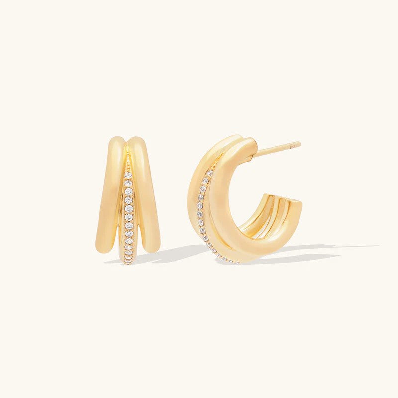 Leah Alexandra Triplette Pavé Hoops | Gold Vermeil