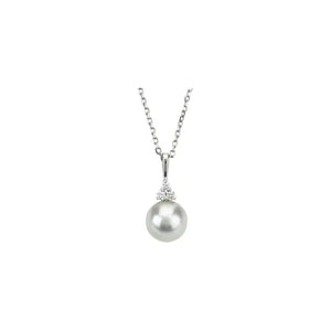 14K Freshwater Pearl & Trio Diamond Necklace